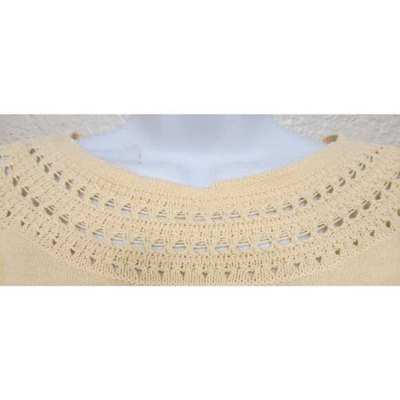 Brittany Black Yellow Crochet Round Neck Sweater Top Large Lightweight Soft - Picture 3 of 5